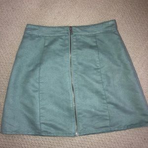 blue faux suede mini skirt